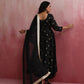 trueBrowns Black Viscose Silk Kurta Set | Swadesiicart