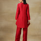 trueBrowns Maroon Textured Silk Front Placket Co-Ord Set - Swadesiicart