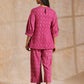 trueBrowns Pink Dabu Print Cotton Baggy Sleeve Co-Ord Set - Swadesiicart