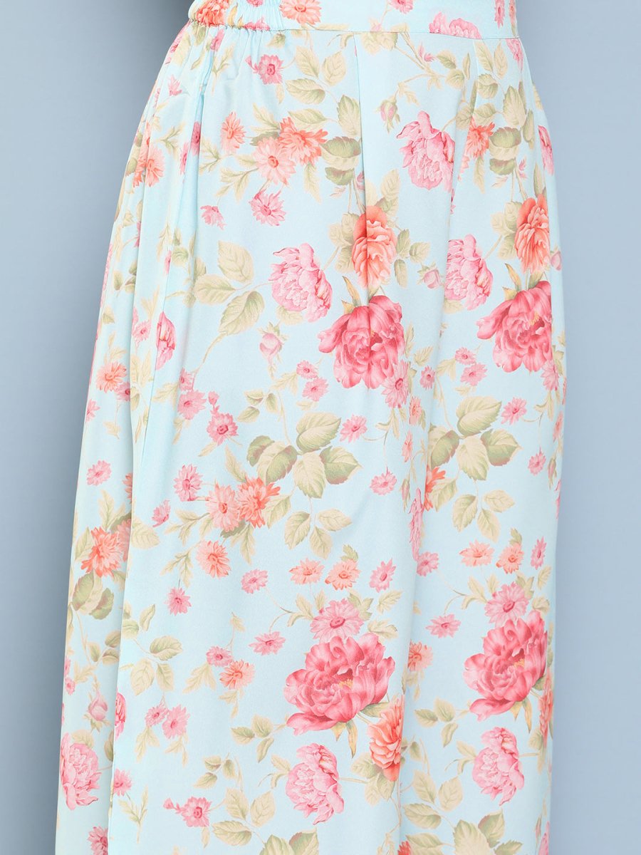 Ahalyaa Women Floral Printed Regular Tunic with Palazzos | Swadesiicart