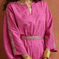 trueBrowns Pink Print Kaftan Kurta Co-ord Set - Swadesiicart