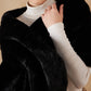 InWeave Women's Black Long Faux Fur Cape - Swadesiicart