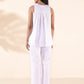 trueBrowns White Cotton Dobby Flared Co-ord Set - Swadesiicart