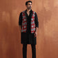 trueBrowns Men's Black Textured Cotton Dobby Front Open Kurta | Swadesiicart