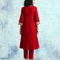 trueBrowns True Red Velvet Yoke Kurta | Swadesiicart