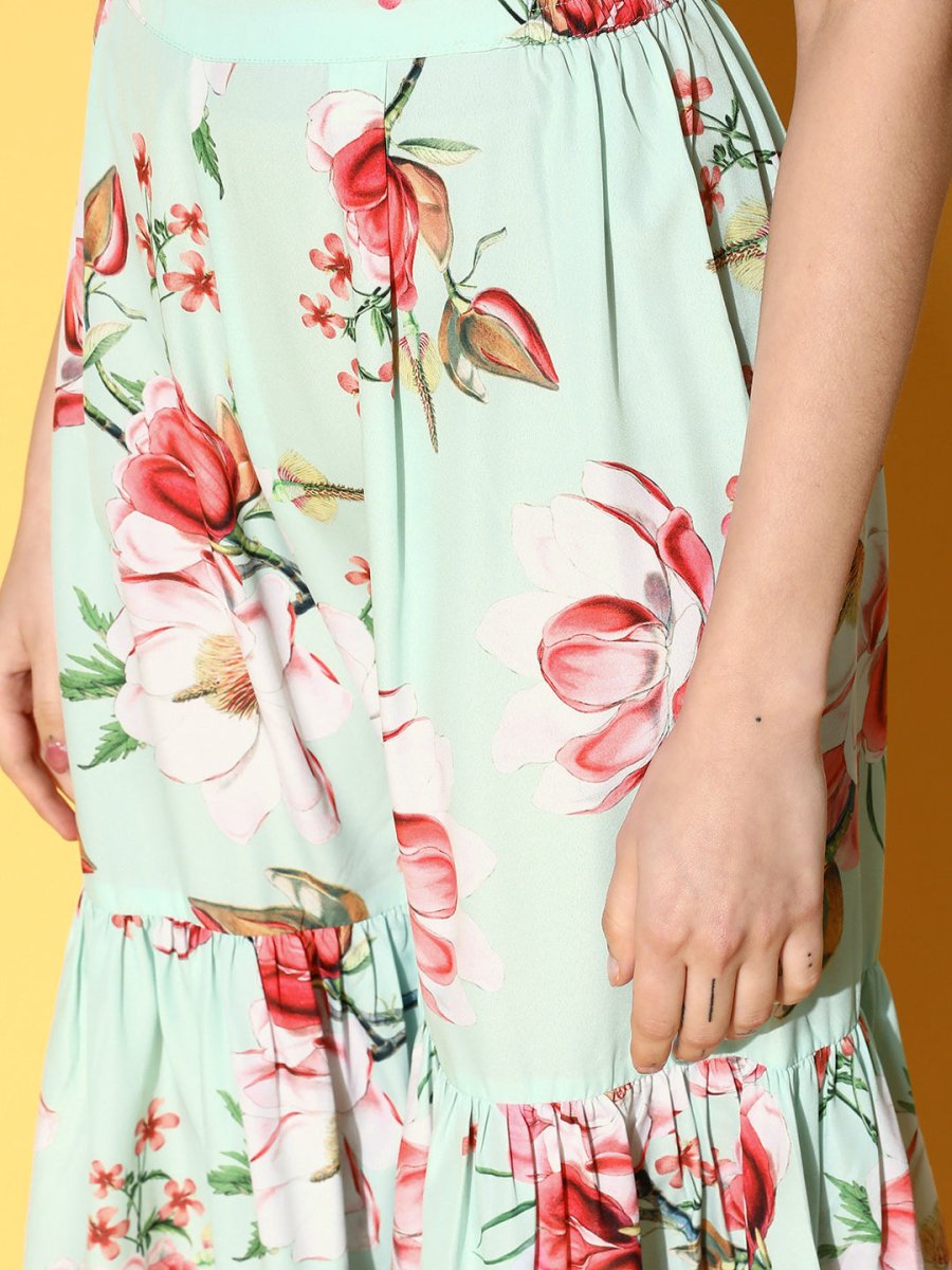 Ahalyaa Women Floral Printed Pleated Kurti with Sharara | Swadesiicart