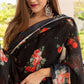 Pomcha Jaipur Red And Black Organza Anarkali Set | Swadesiicart