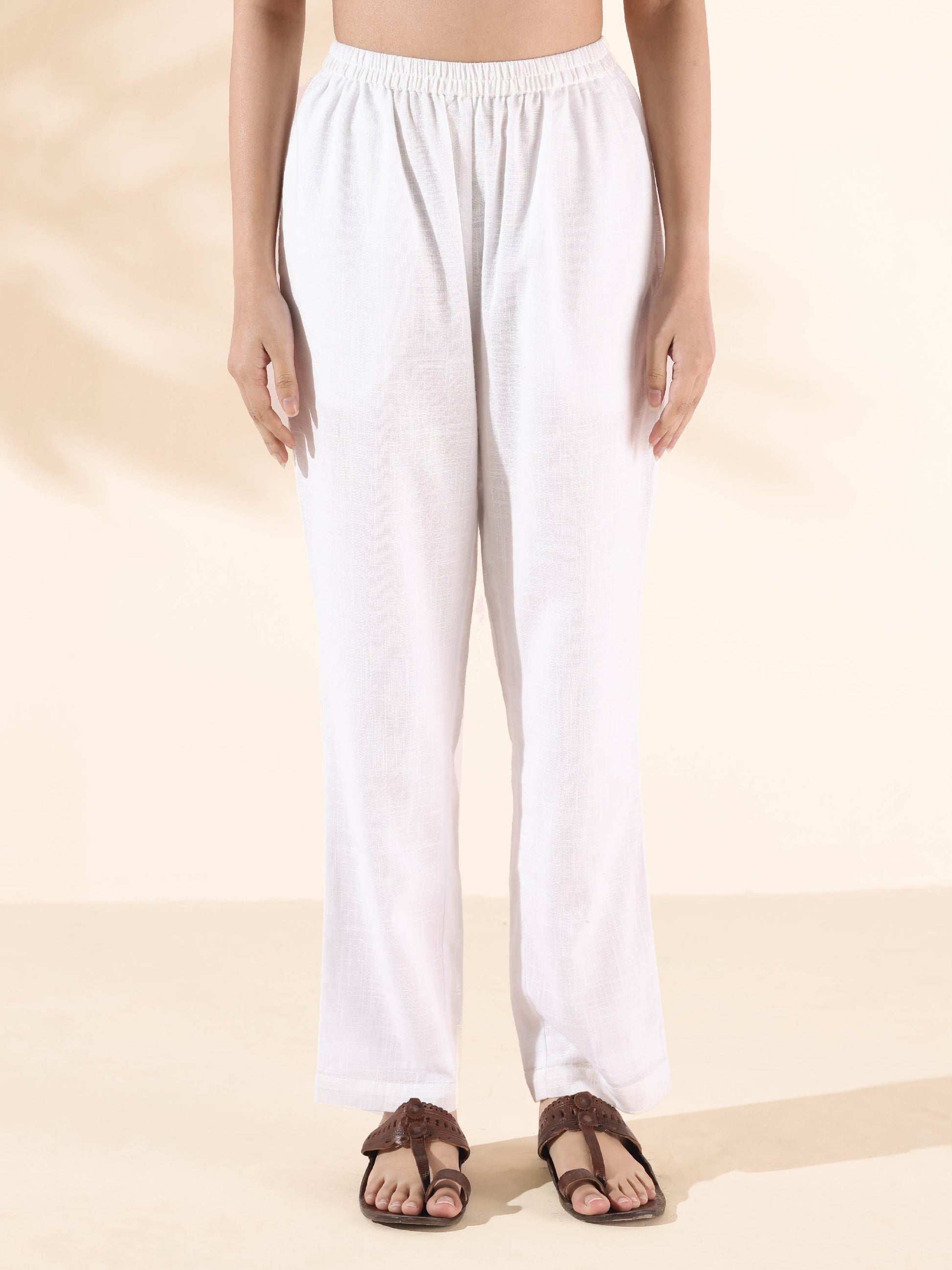 trueBrowns White Cotton Shirt Co-ord Set - Swadesiicart