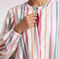 trueBrowns Off-White Cotton Multi Stripe Short Dress | Swadesiicart