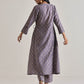 trueBrowns Plum Grey Foil Angrakha Kurta Set | Swadesiicart