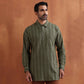 trueBrowns Men's Olive Green Cotton Dobby Short Kurta | Swadesiicart