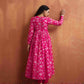 trueBrowns Red Print Flared Anarkali Kurta Set | Swadesiicart