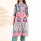 trueBrowns Green Cotton Ikat Kurta Pant Set | Swadesiicart