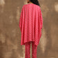 trueBrowns Pink Lehariya Printed Silk Kaftan Co-Ord Set - Swadesiicart