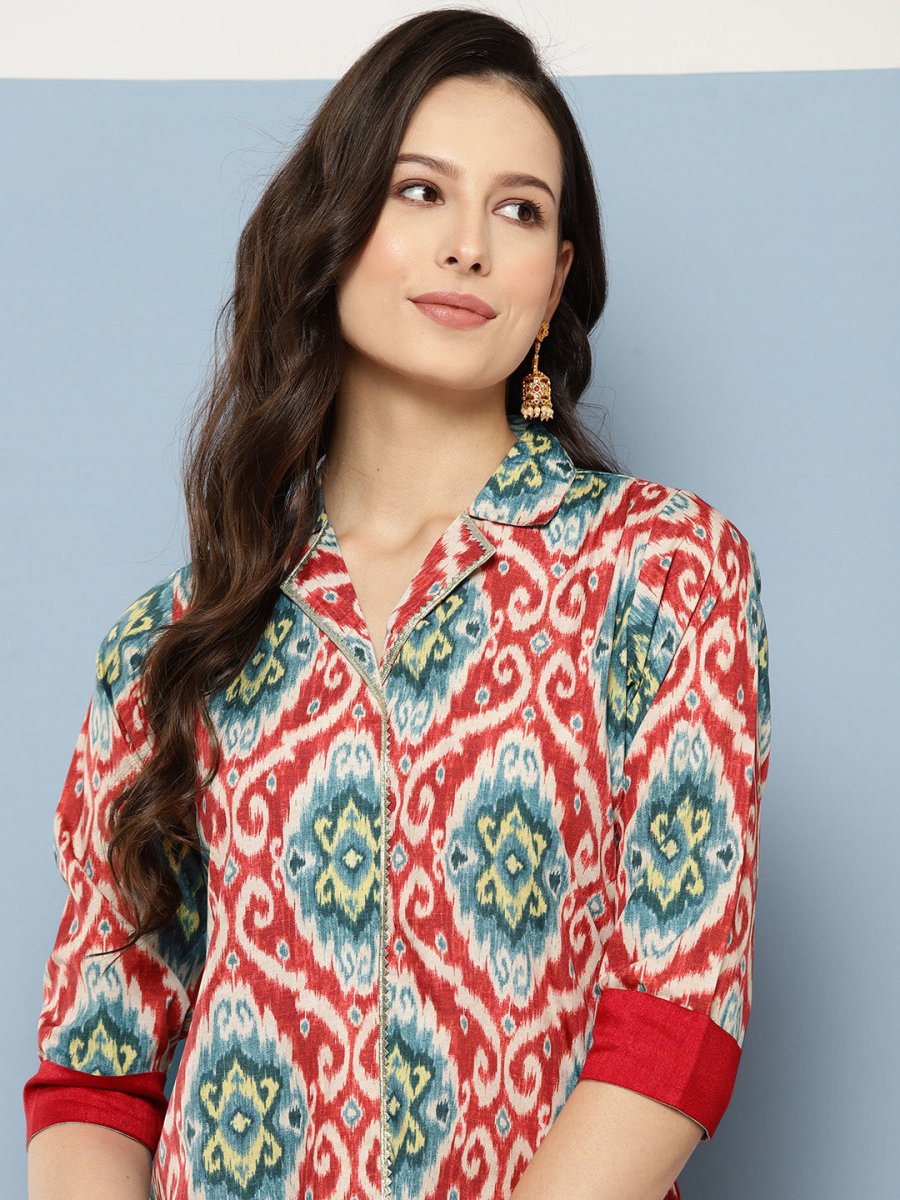 Ahalyaa Women Ethnic Motifs Printed Regular Gotta Patti Kurta with Palazzos | Swadesiicart