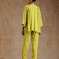 trueBrowns Lime Modal Satin Shoulder Pleat Co-Ord Set - Swadesiicart
