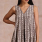 trueBrowns Clay Dabu Buta Print Cotton Sleeveless Flared Kurta Pant Set | Swadesiicart