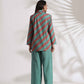 trueBrowns Green Cotton Print Jacket Top Co-ord Set - Swadesiicart