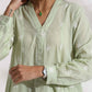 trueBrowns Green Cotton Floral Embroidered Co-ord Set - Swadesiicart
