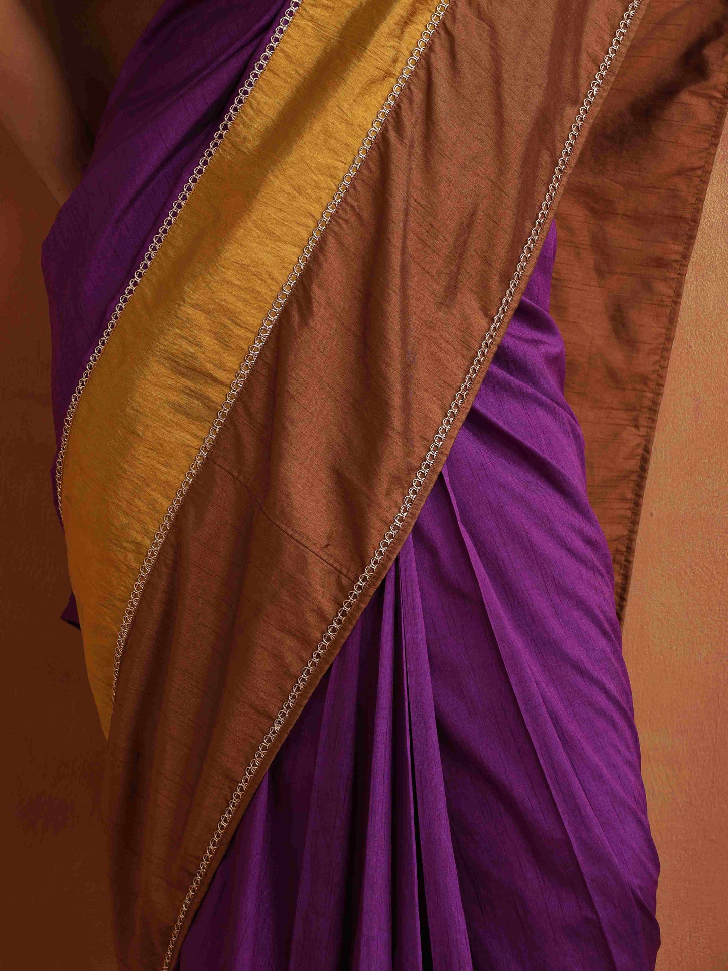 trueBrowns Purple Silk Ready To Wear Saree | Swadesiicart