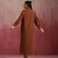trueBrowns Brown Cotton Dobby Dress | Swadesiicart