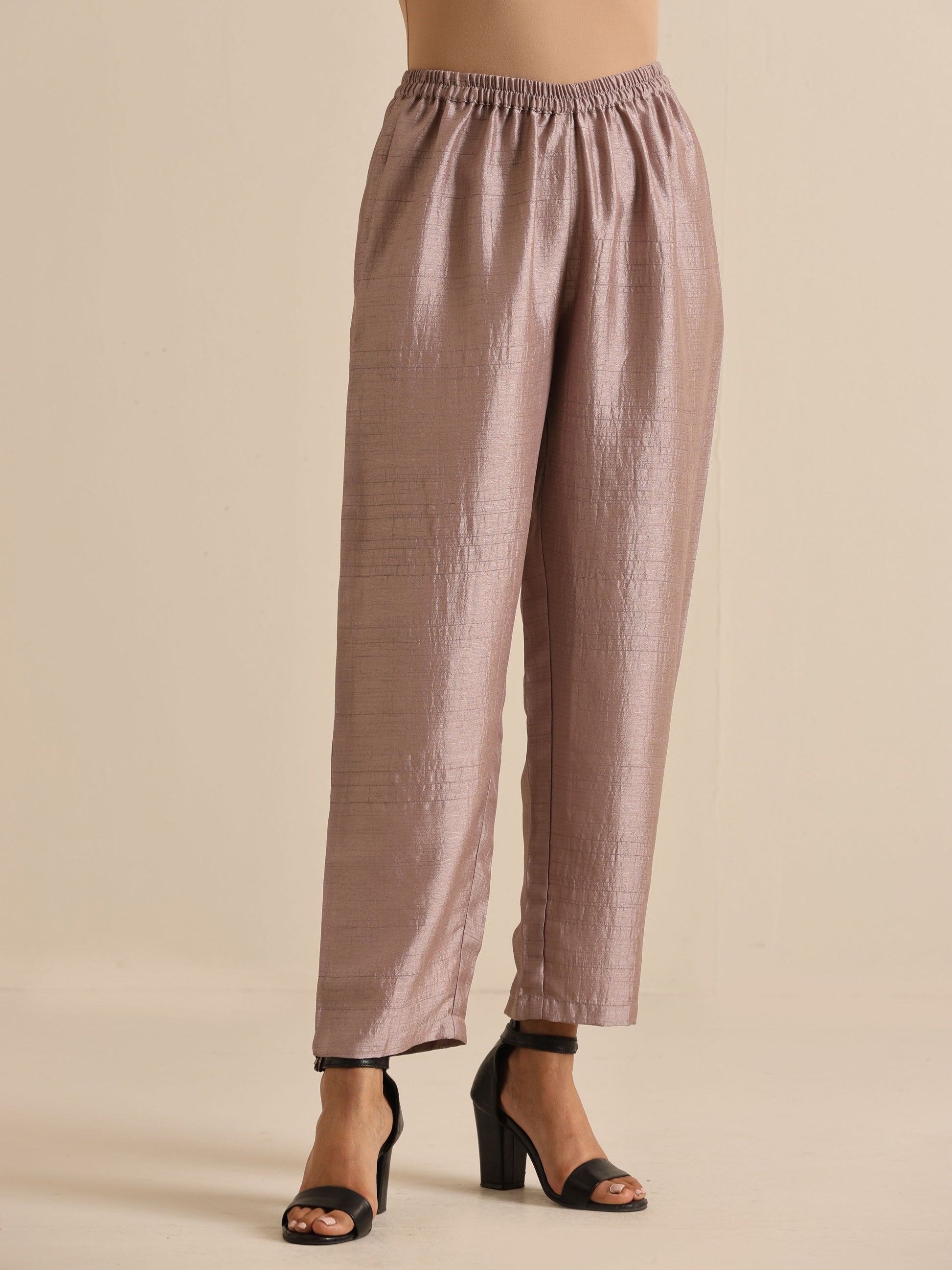 trueBrowns Grey Silk Texture Relaxed Co-Ord Set - Swadesiicart