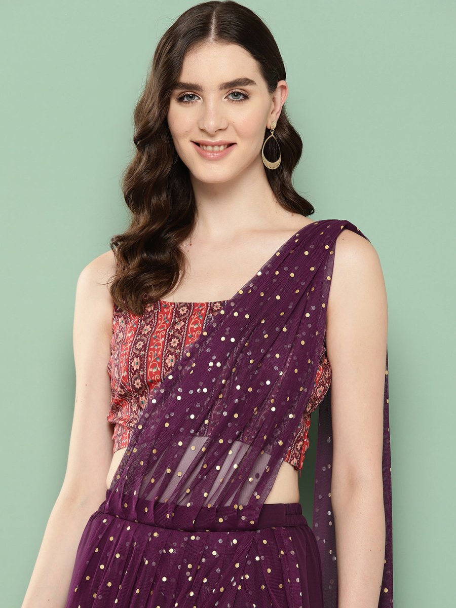 Ahalyaa Printed Ethnic Co-Ords with Draped Dupatta - Swadesiicart