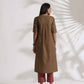 trueBrowns Brown Slub Highslit Kurta Set | Swadesiicart