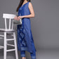 Ahalyaa Women Blue Floral Printed Pure Cotton Kurta with Trousers | Swadesiicart