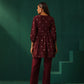 trueBrowns Wine Diamond Viscose Silk Waist Gathered Co-ord Set - Swadesiicart