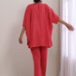 trueBrowns Bright Pink Dobby Boxy Fit High Low Co-Ord Set - Swadesiicart