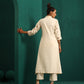 trueBrowns Ivory Multi Color Floral Cotton Front Gathered Kurta Pant Set | Swadesiicart
