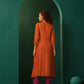 trueBrowns Rust Silk Angrakha Kurta Pant Set | Swadesiicart