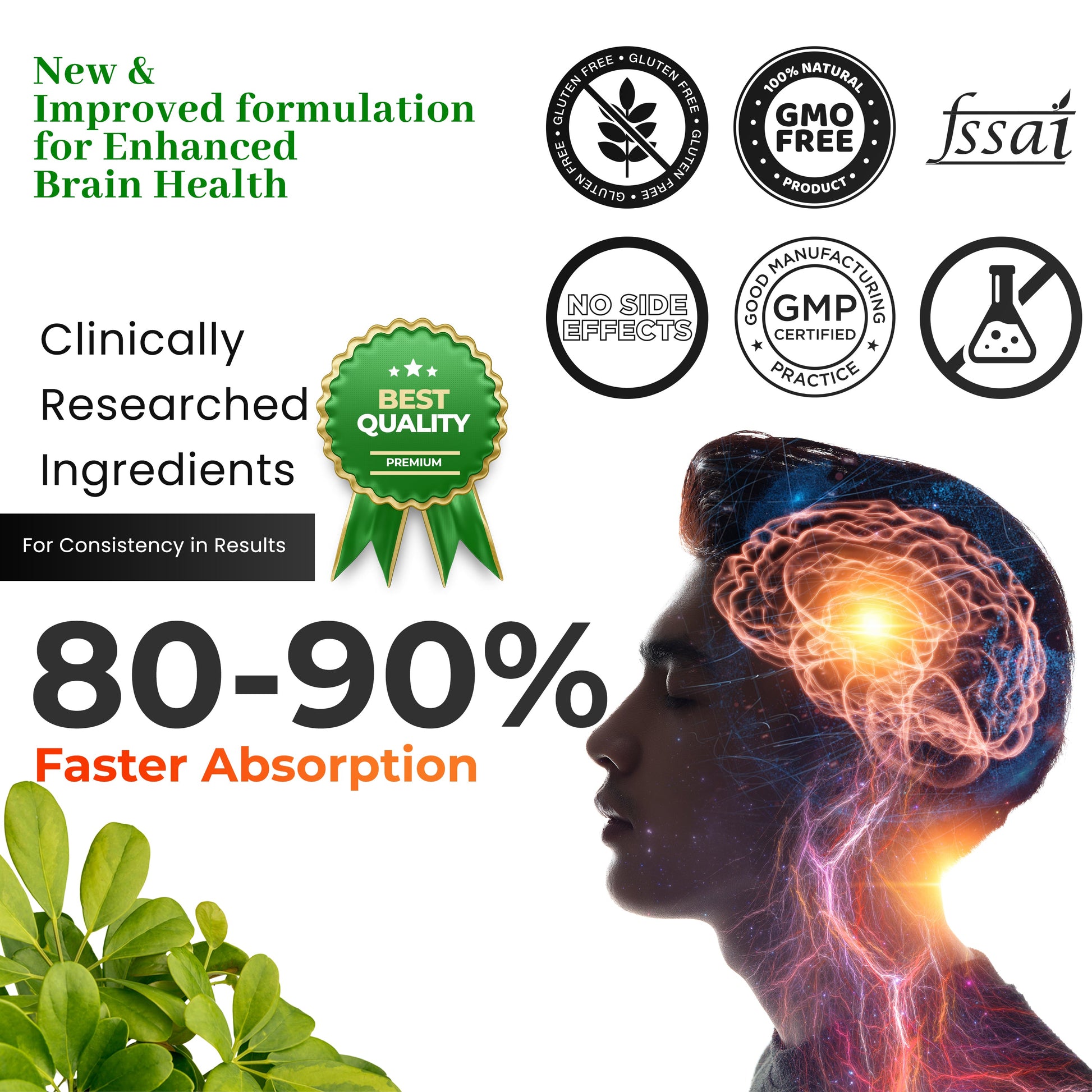 Health Veda Organics Plant Based Brain Booster Capsules - Swadesiicart