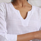 trueBrowns White Cotton Check Kurta Co-ord Set - Swadesiicart