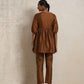 trueBrowns Brown Silk Angrakha Co-ord Set - Swadesiicart