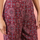 InWeave Maroon Navy Ajrakh Foil Round Neck Kurta Pant Set - Swadesiicart