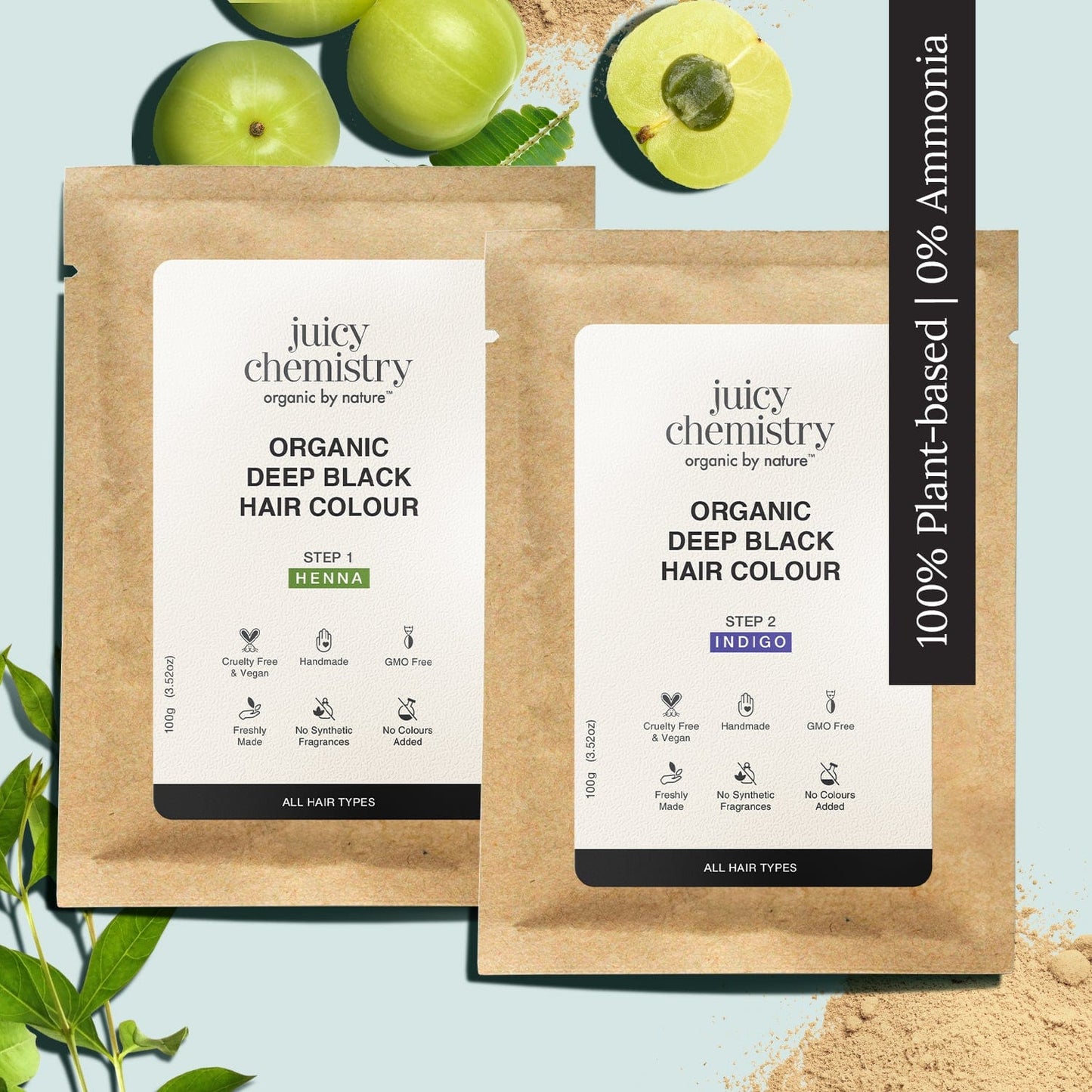 Organic Deep Black Hair Colour Fortified with Henna + Amla