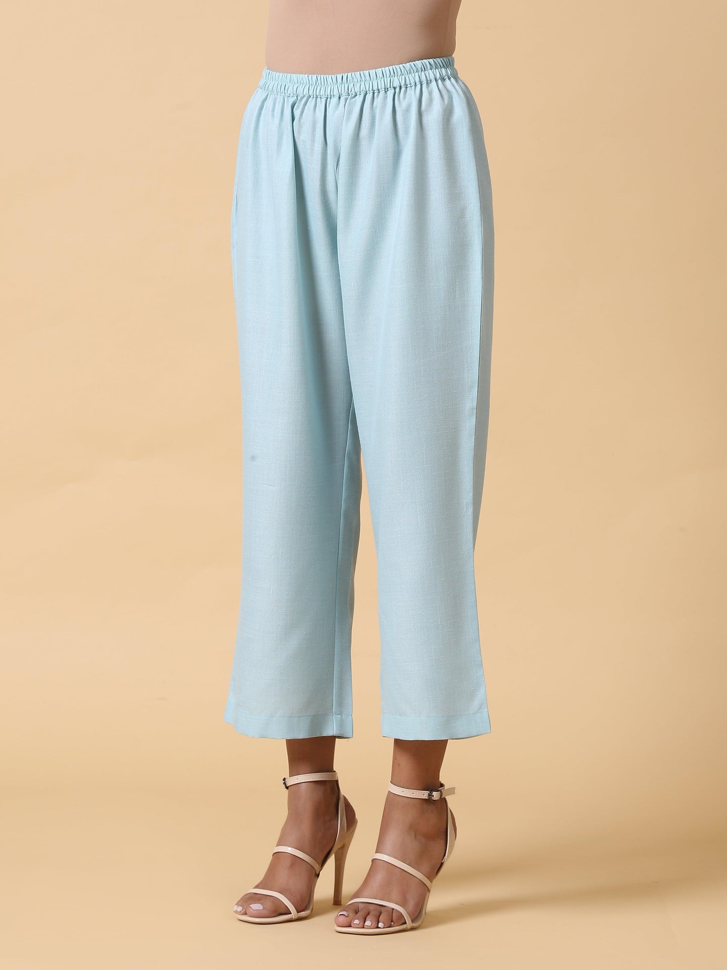 trueBrowns Cotton Linen Light Blue Sleeveless Co-Ord Set - Swadesiicart