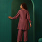 trueBrowns Light Mauve Silk Front Pleat Co-ord Set - Swadesiicart