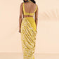 trueBrowns Lime Muslin Ikat Saree | Swadesiicart