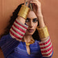 trueBrowns Blue Stripe Flared Anarkali Kurta Set | Swadesiicart