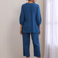 trueBrowns Classic Blue Dobby Pleated Co-Ord Set - Swadesiicart
