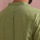 trueBrowns Men's Pista Green Cotton Mandarin Collar Stylized Kurta | Swadesiicart