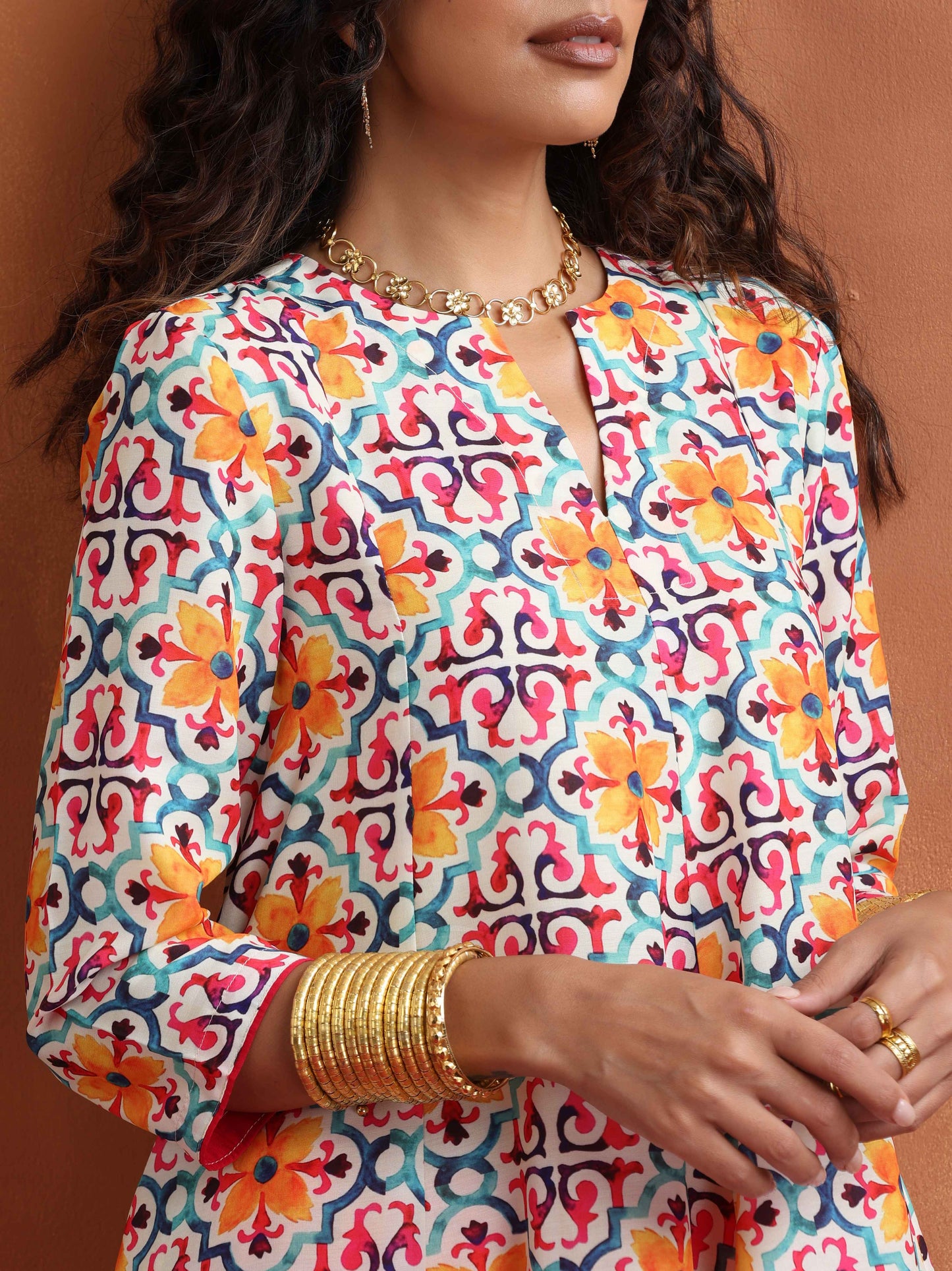 trueBrowns Off White Print Flared Anarkali Kurta Co-ord Set - Swadesiicart