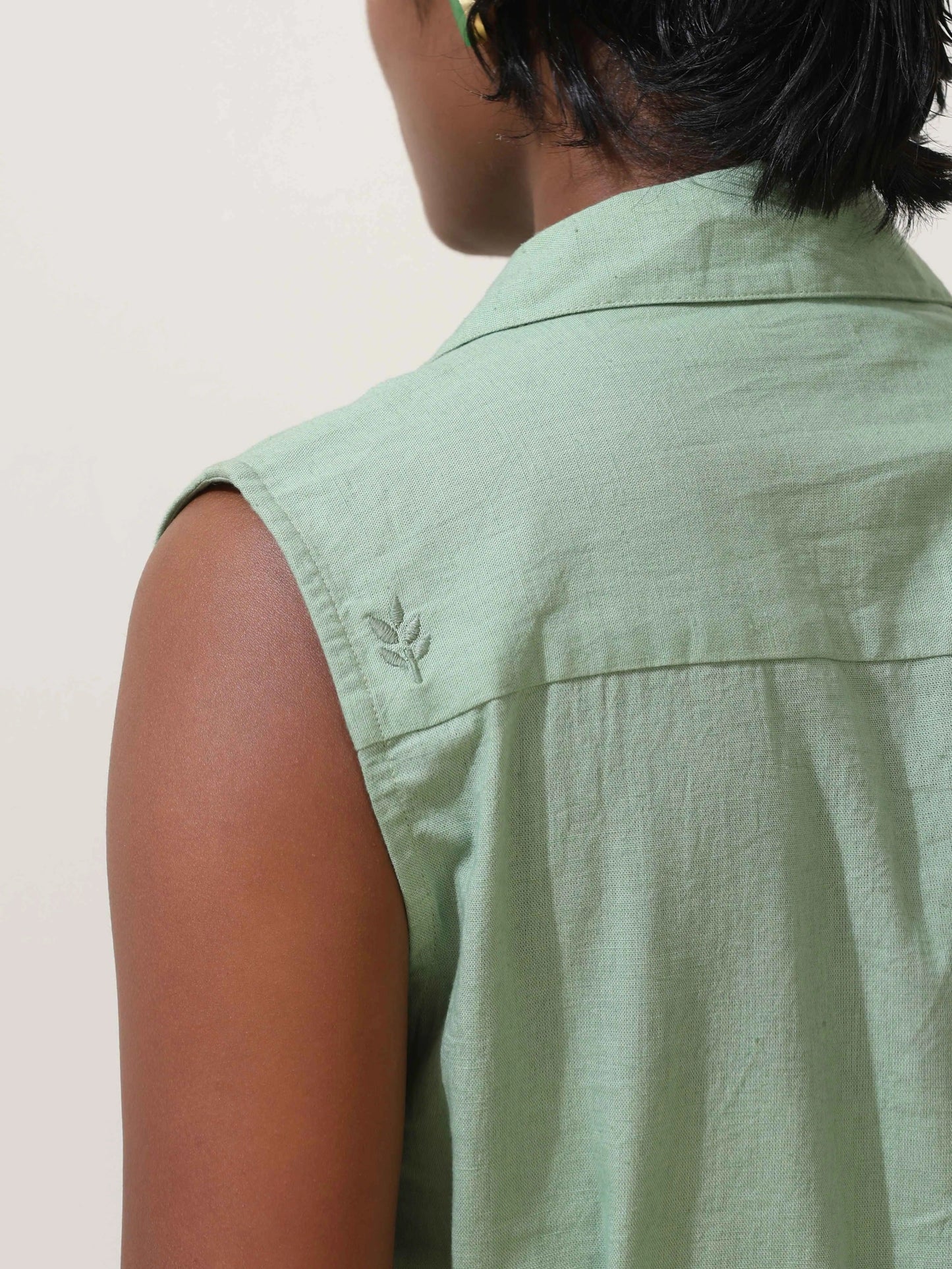 trueBrowns Mint Green Cotton Linen Co-Ord Set - Swadesiicart