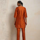 trueBrowns Orange Silk Kurta Co-ord Set - Swadesiicart