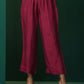 trueBrowns Maroon Silk Puff Sleeve Kurta Pant Set | Swadesiicart