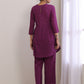 trueBrowns Plum Purple Dobby Gathers Co-Ord Set - Swadesiicart