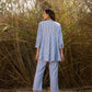 trueBrowns Light Blue Cotton Dobby Flared Co-ord Set - Swadesiicart